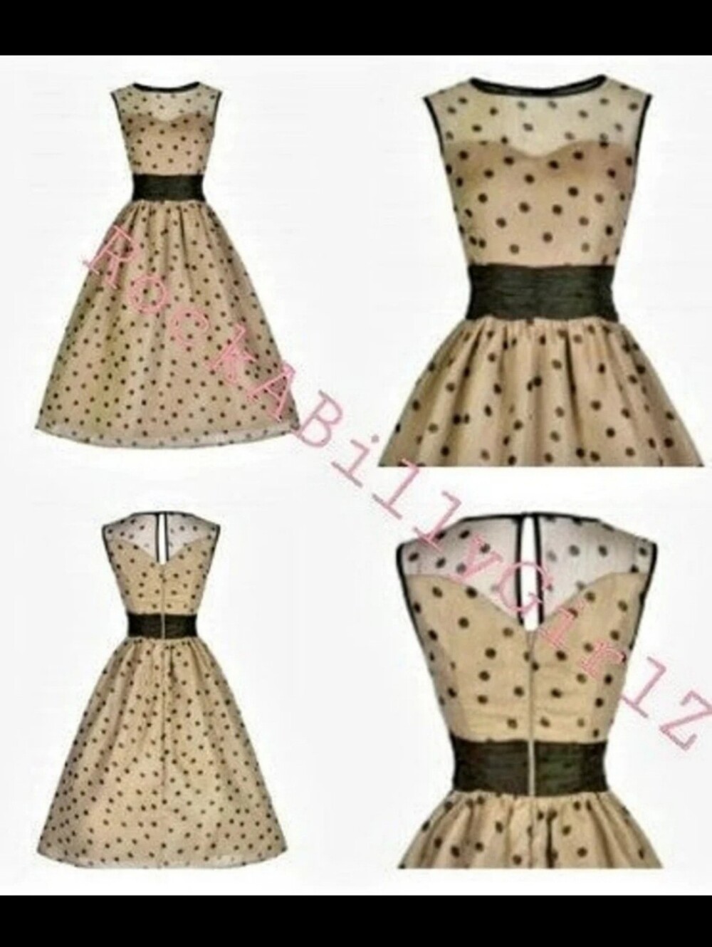 Lindy Bop Cindy 1950's Mocha Polka Dot Pinup RockABilly FitnFlare Swing Dress